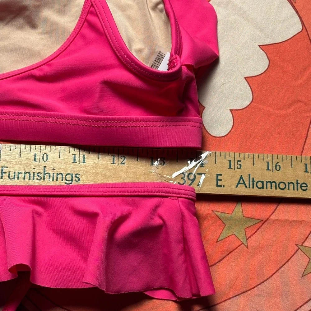 Gnash Swim Free People Pink Ruffle Bikini Set Size 8 US Made in Australia Lycra